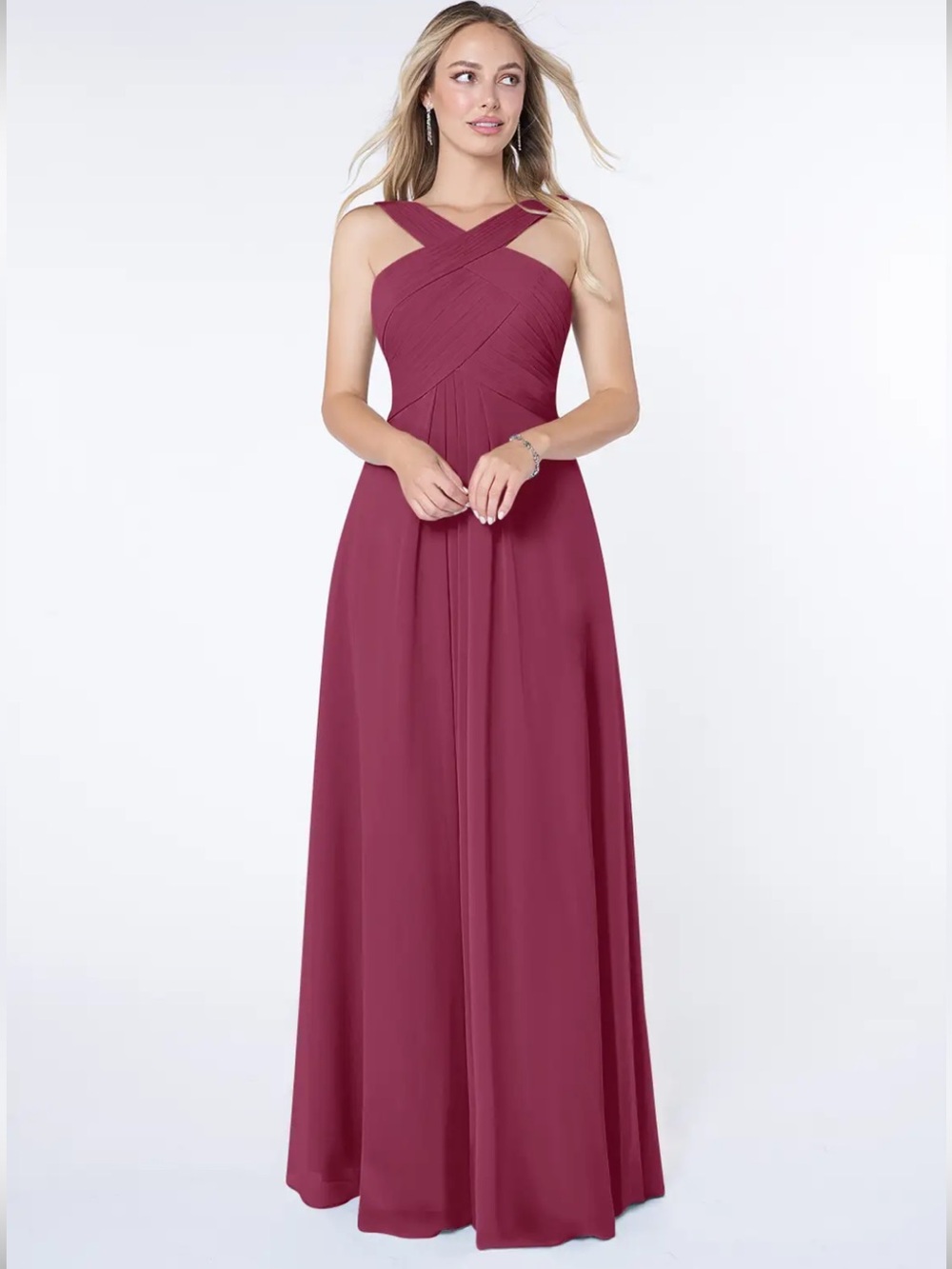 Azazie Mulberry Chiffon Kaleigh Size 2